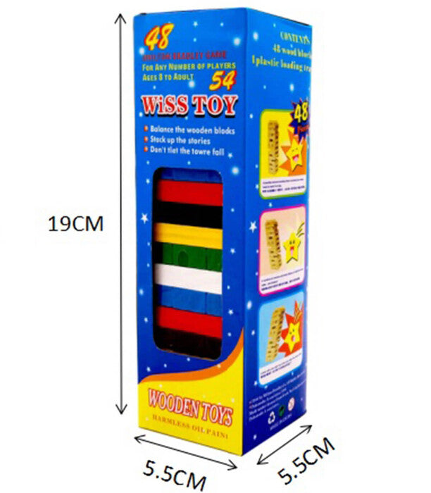 54-Piece Colorful Wooden Jenga Game