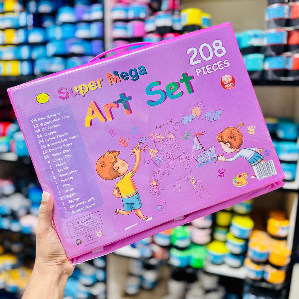 Super Mega 208 piece art set pink case
