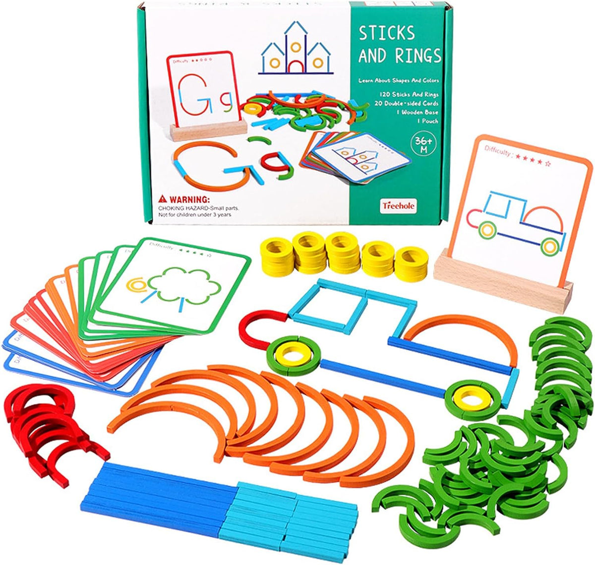 Montessori Sticks & Rings Puzzle Set