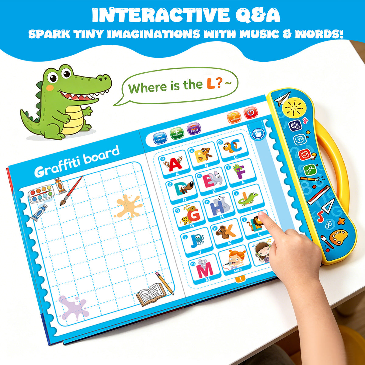 Intellectual Learning Book page with phonics and reading activity for toddlers
