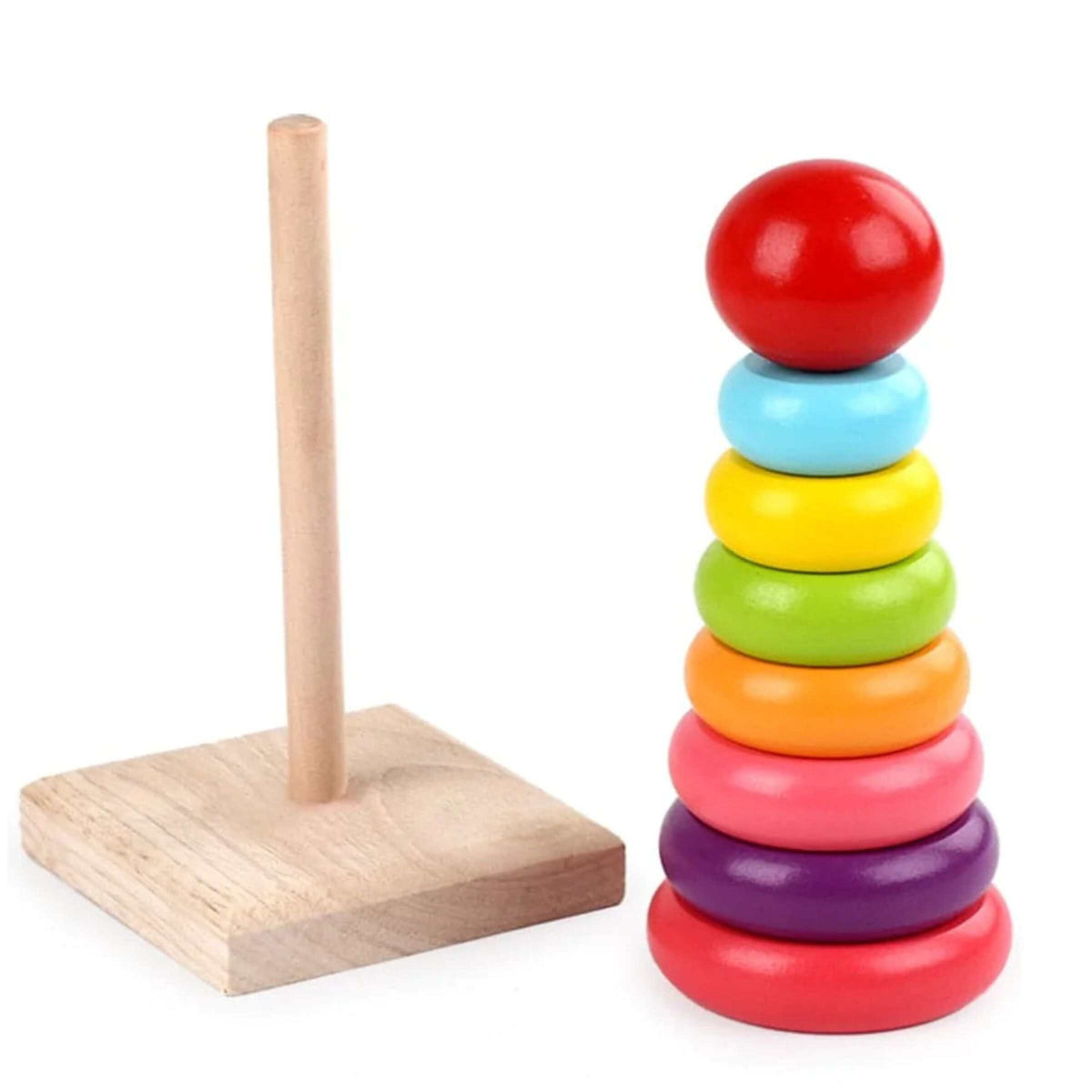 Wooden 8-Step Rainbow Stacking Tower