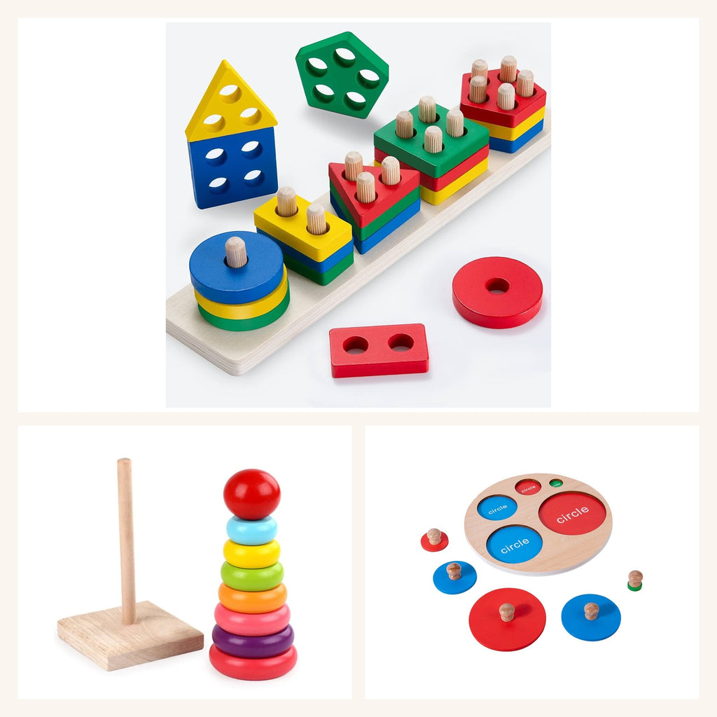 Wooden Shapes & Stacking Set - all 3 toys