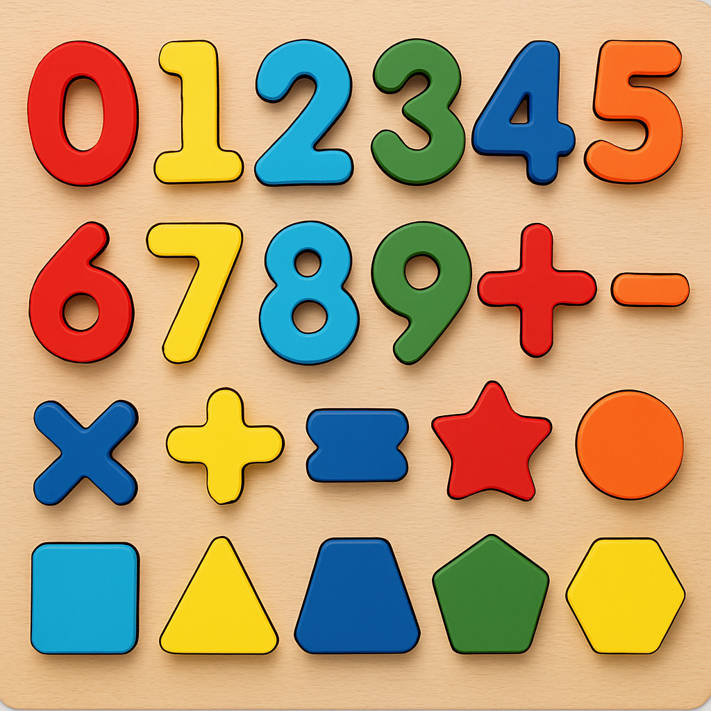 Wooden Number & Shape Puzzle 1 to 10 (Small Plate)