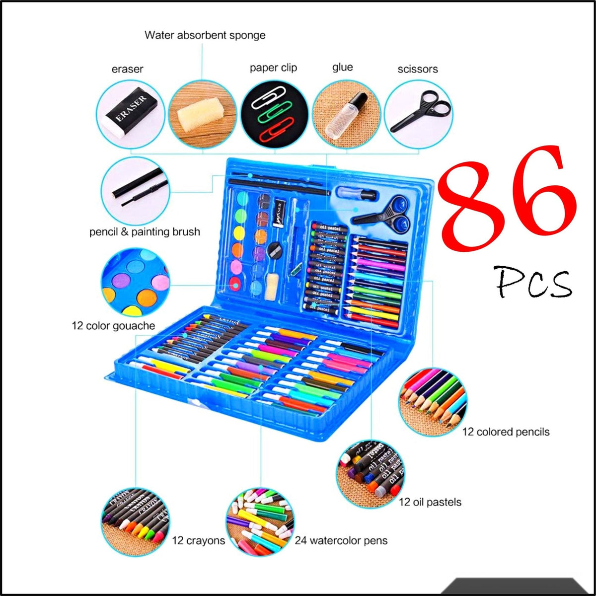 Kids art coloring kit 86 pcs