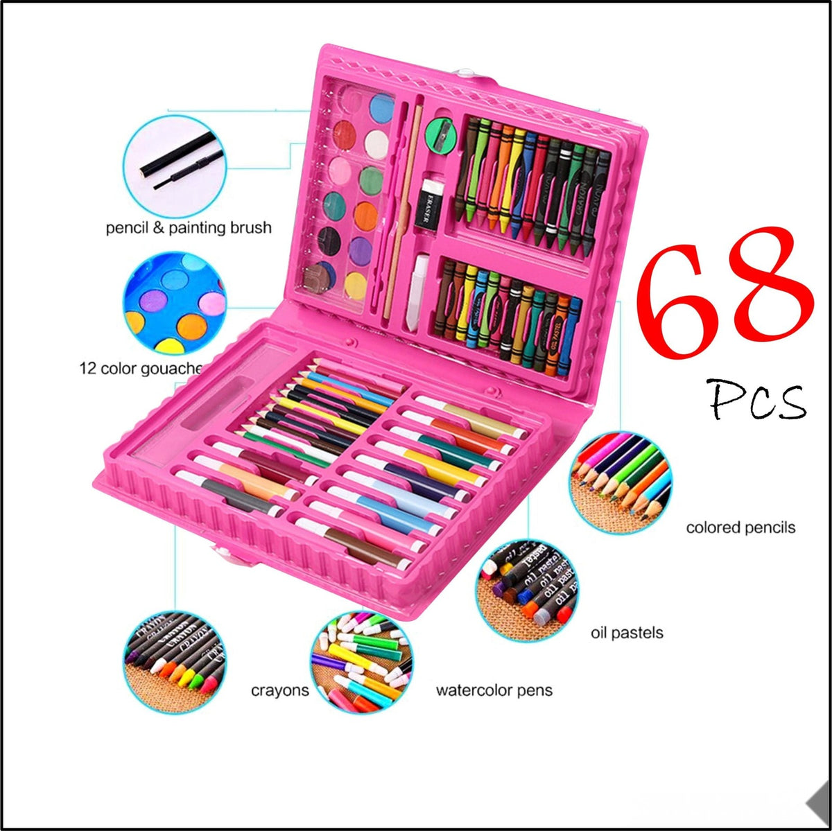Kids art coloring kit 68 pcs