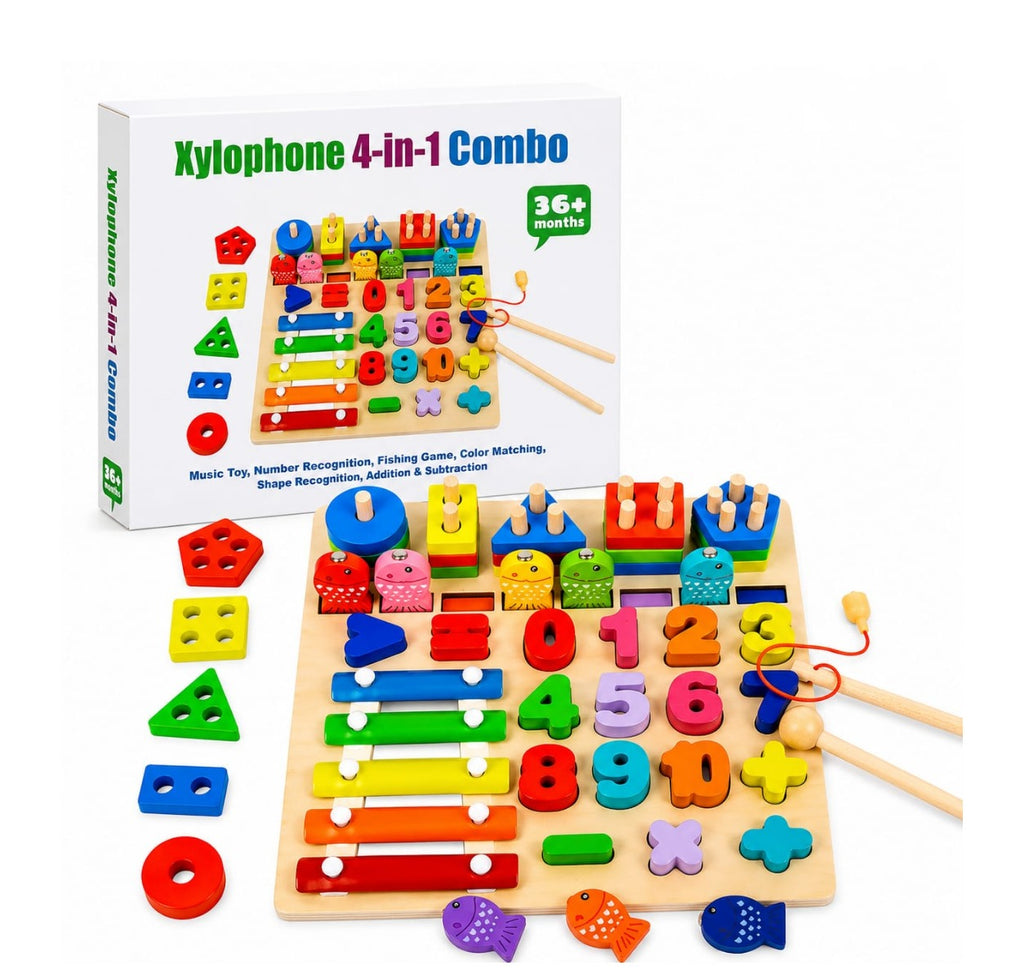 4-in-1 wooden xylophone educational toy for kids