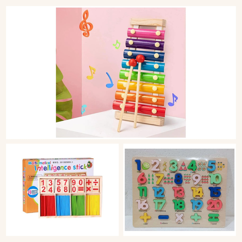 Wooden Music & Counting Fun Set - all 3 toys
