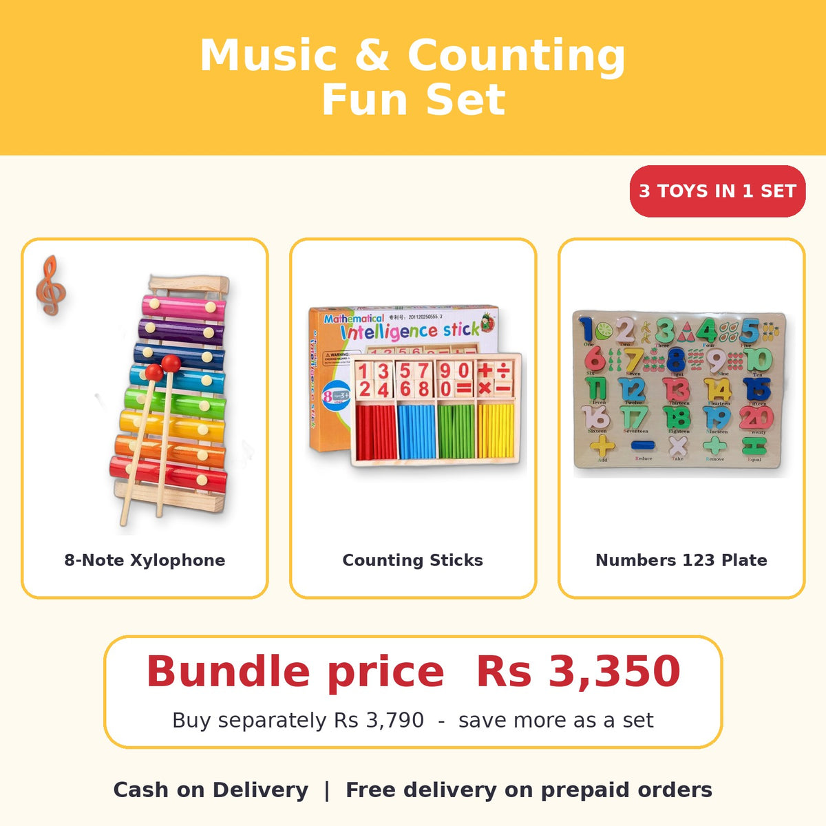 Wooden Music & Counting Fun Set - what's inside and price