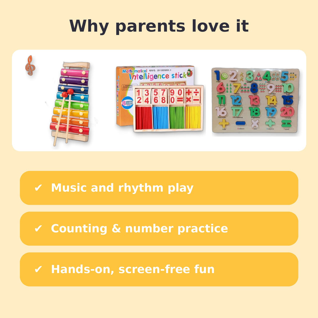 Wooden Music & Counting Fun Set - benefits