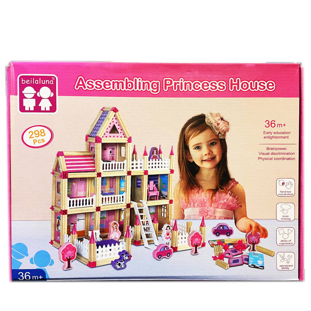 Assembling Princess Wooden House For A Girl - Construction Blocks Toy 298pcs