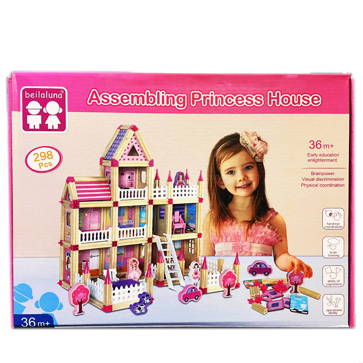 Assembling Princess Wooden House For A Girl - Construction Blocks Toy 298pcs