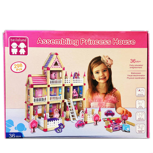 Assembling Princess Wooden House For A Girl - Construction Blocks Toy 298pcs