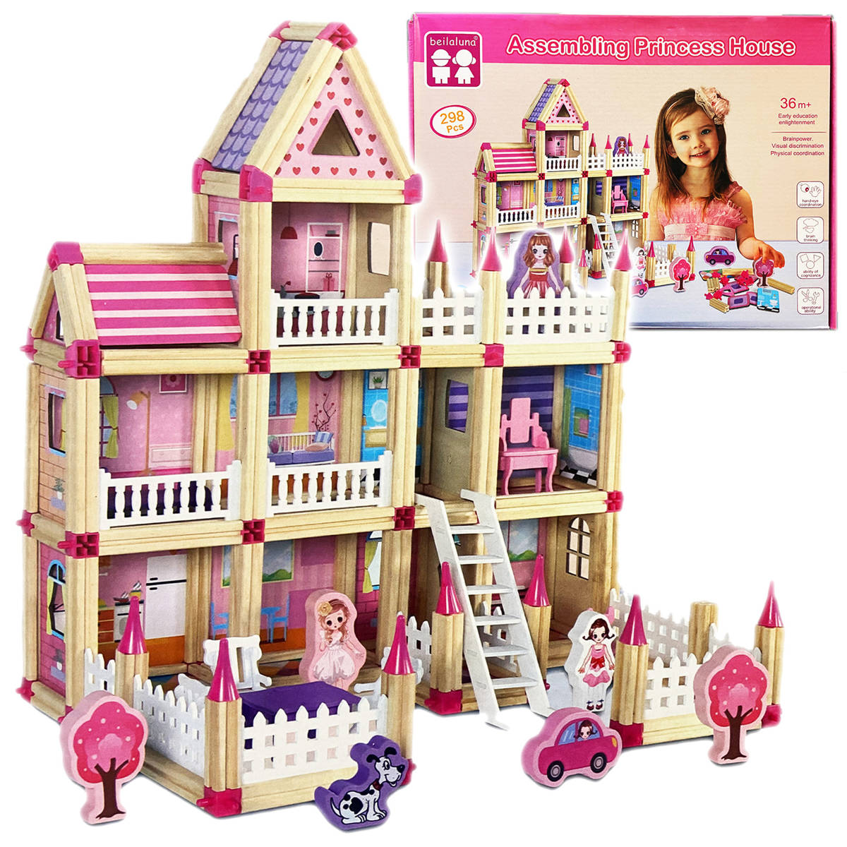 Assembling Princess Wooden House For A Girl - Construction Blocks Toy 298pcs