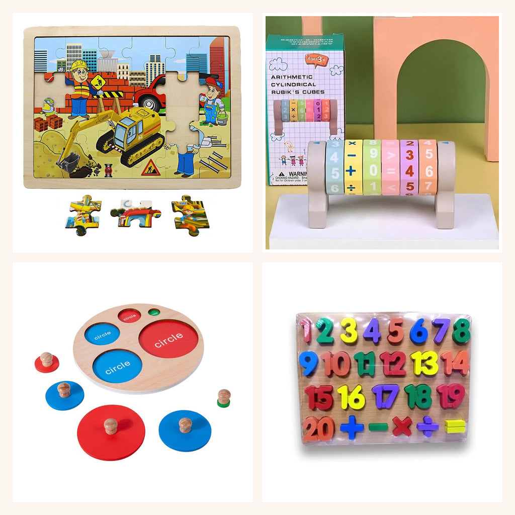 Wooden Puzzle Fun Set - all 4 puzzles