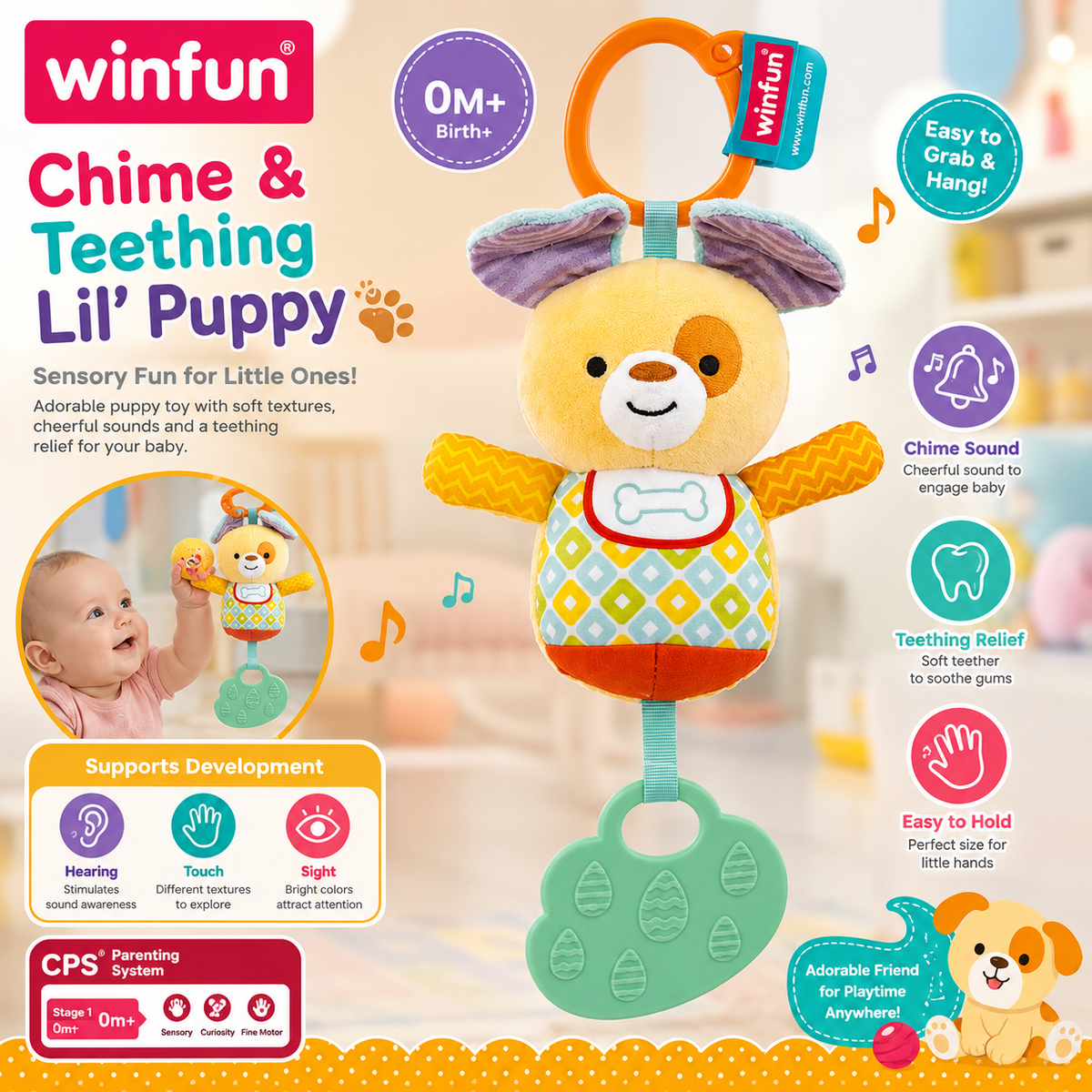 Winfun Chime Teether Puppy - main