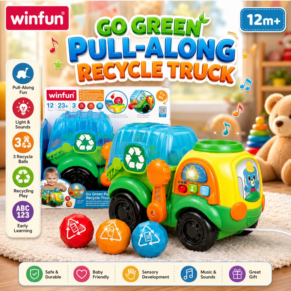Winfun Pull Along Recycle Truck